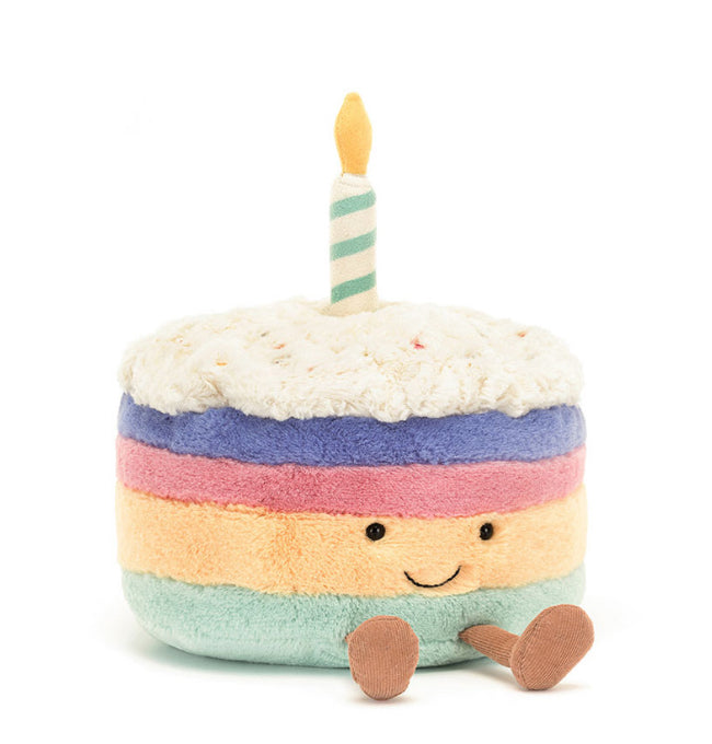 Jellycat Personalised Amuseables Rainbow Birthday Cake Medium (Hard to Find)
