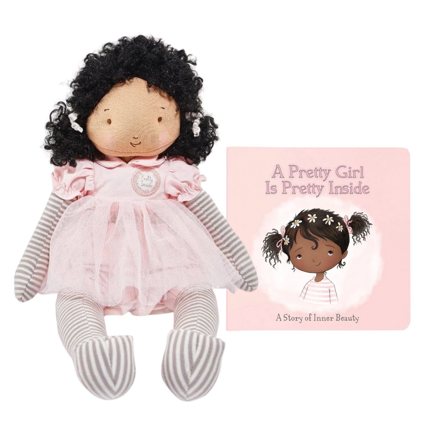 Pretty Girl Inside And Out Doll & Book Gift Set - Black Hair