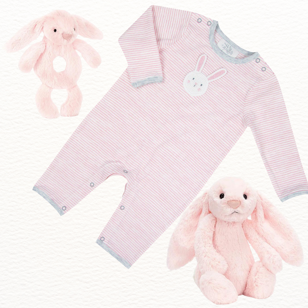 Jellycat Bashful Bunny Pink  Bunny Personalised Gift Set