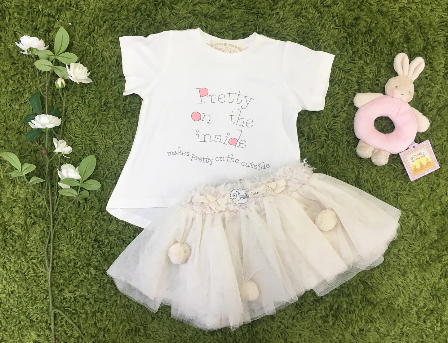 Cream Tulle Pom Pom TuTu 6-24 months