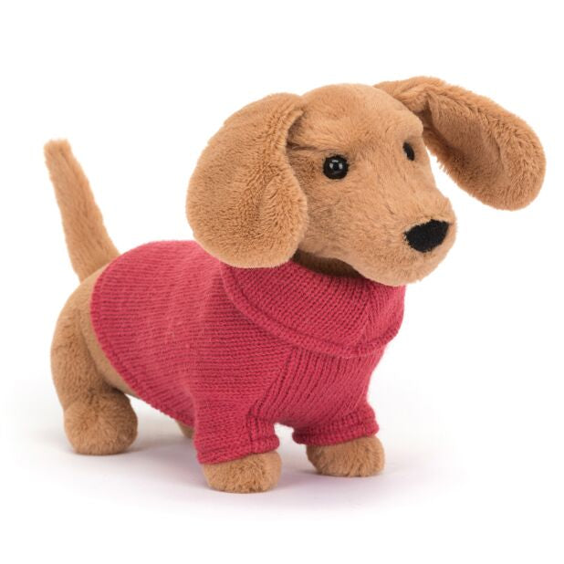 Jellycat Sweater Sausage Dog Pink