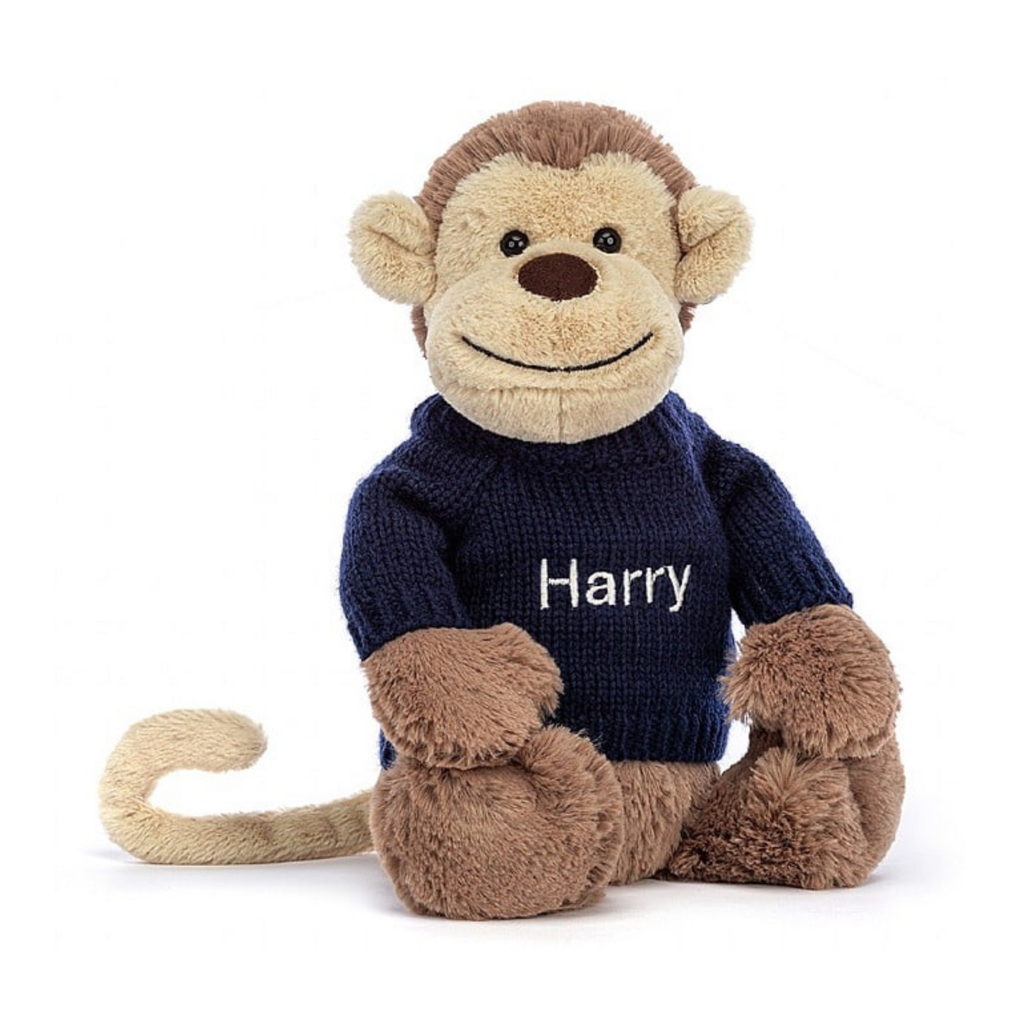 Bashful Monkey With Personalised Jumper Navy or Cream