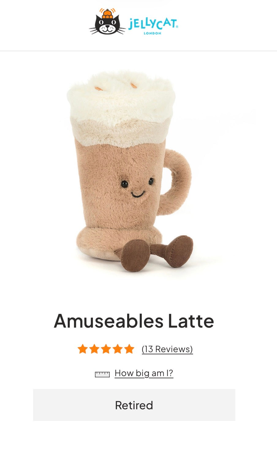 Jellycat Amuseables Latte (Retired)