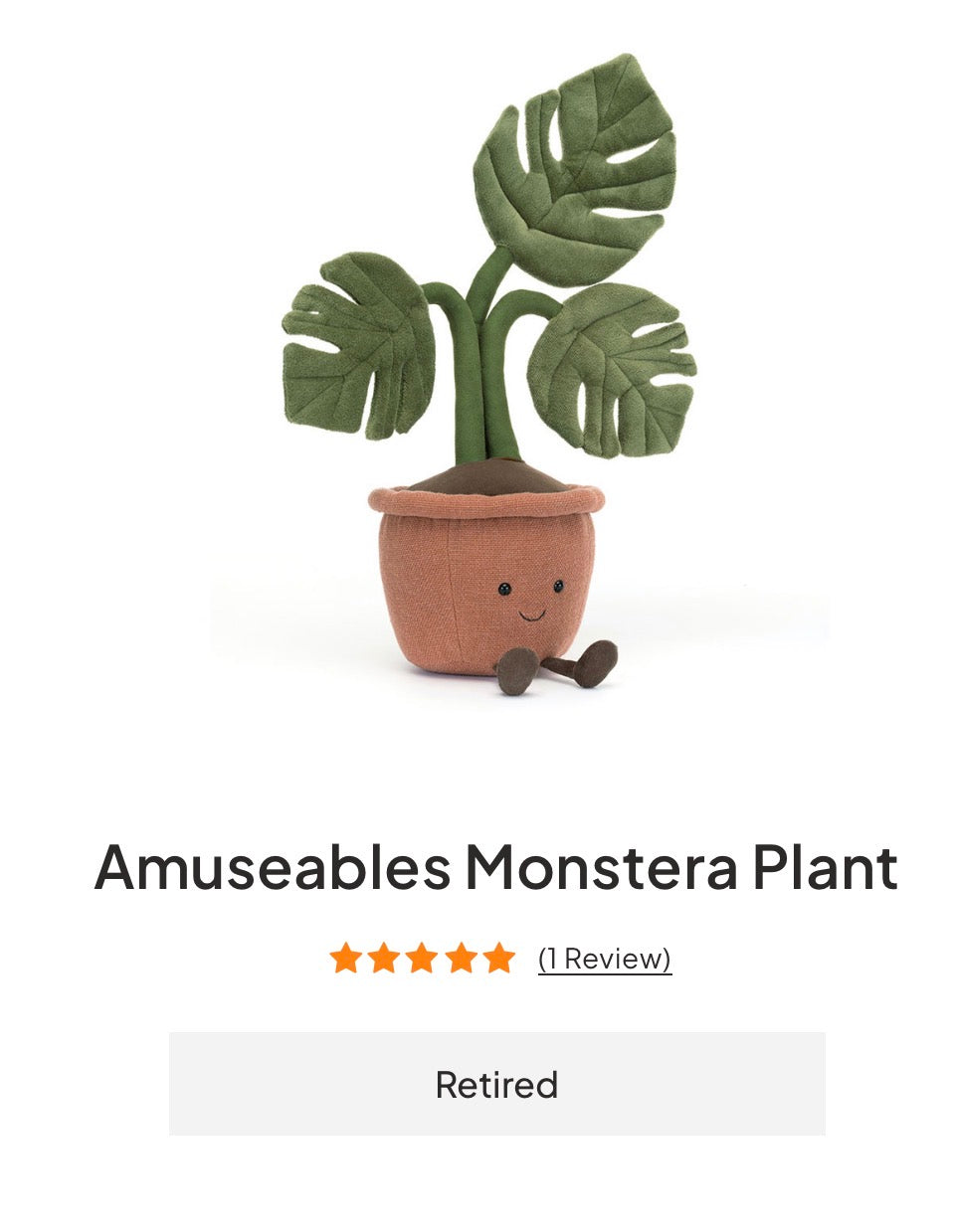 Jellycat Amuseables Monstera Plant (Retired & Rare)
