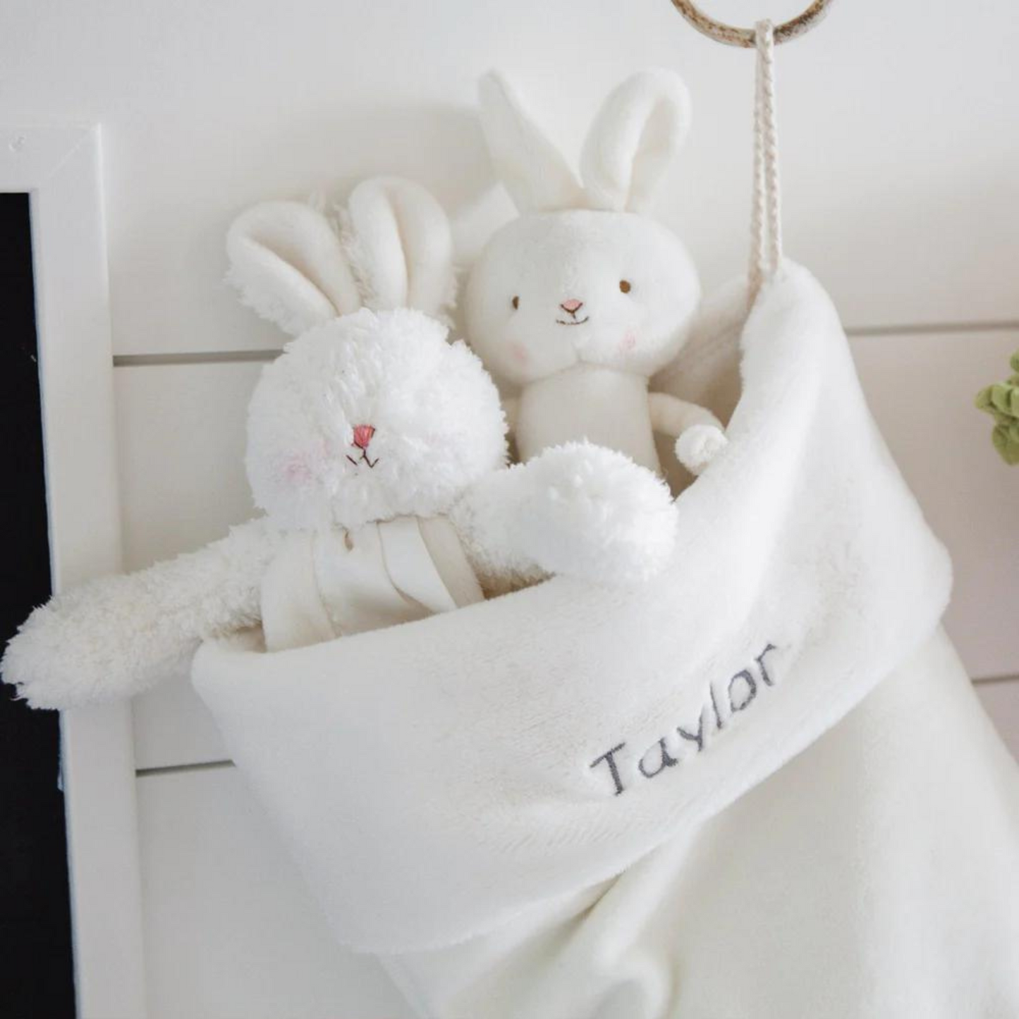 Bunnies By The Bay Red and White Faux Fur Holiday Stocking
