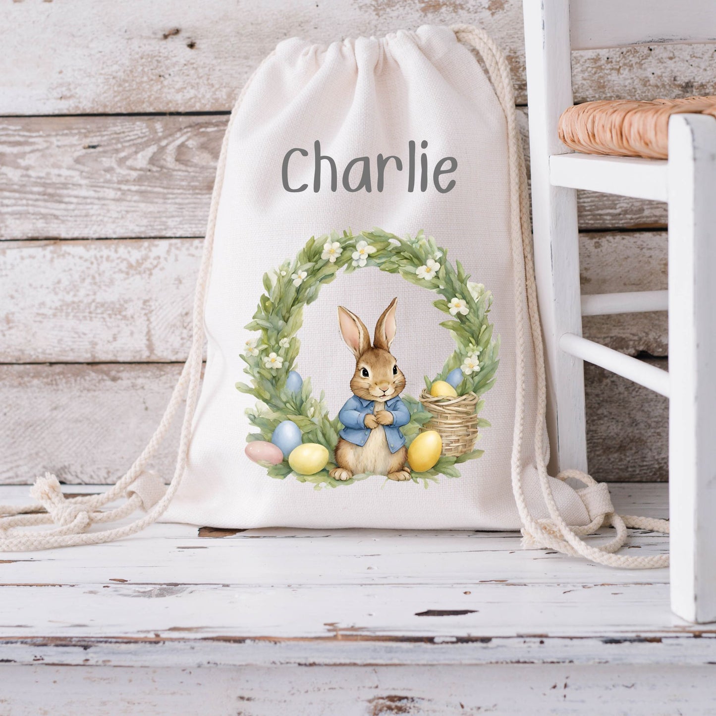 Personalised Peter Rabbit Easter Treat Bag with Easter Basket Design