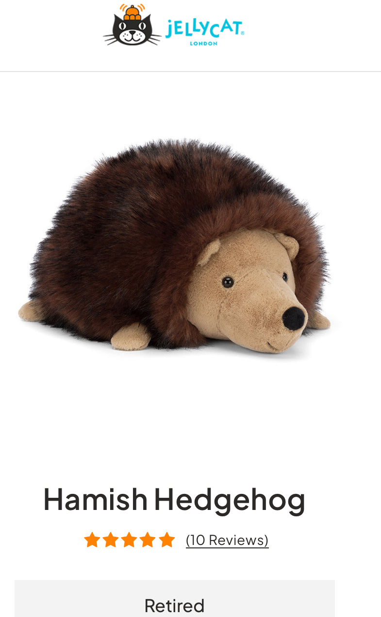 Jellycat Hamish Hedgehog (Retired)