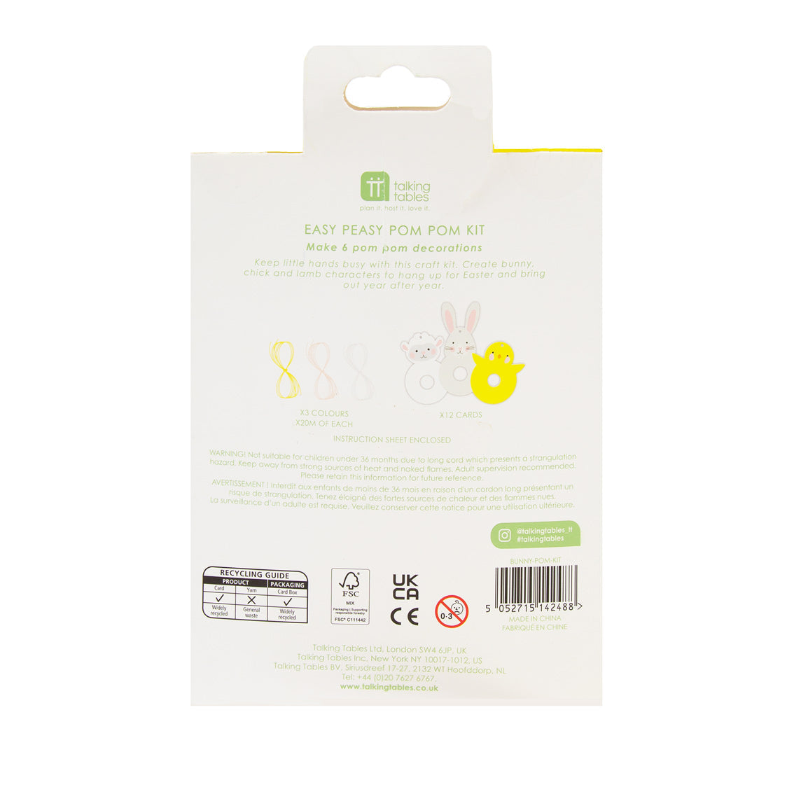 Talking Tables Spring Bunnies Easter Pom Pom Making Kit