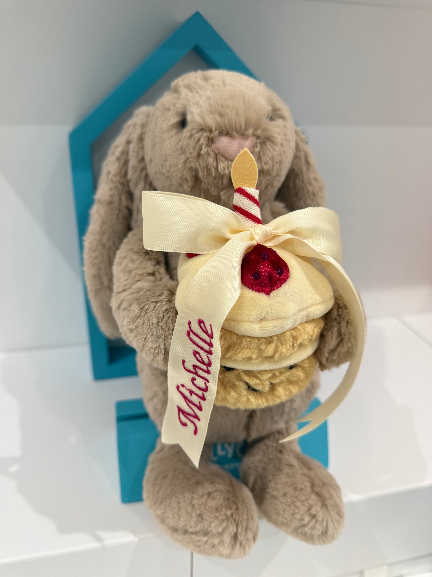 Jellycat Rabbit Decor Jellycat Bashful Beige Bunny 'Birthday’ (personalised removable bow ...