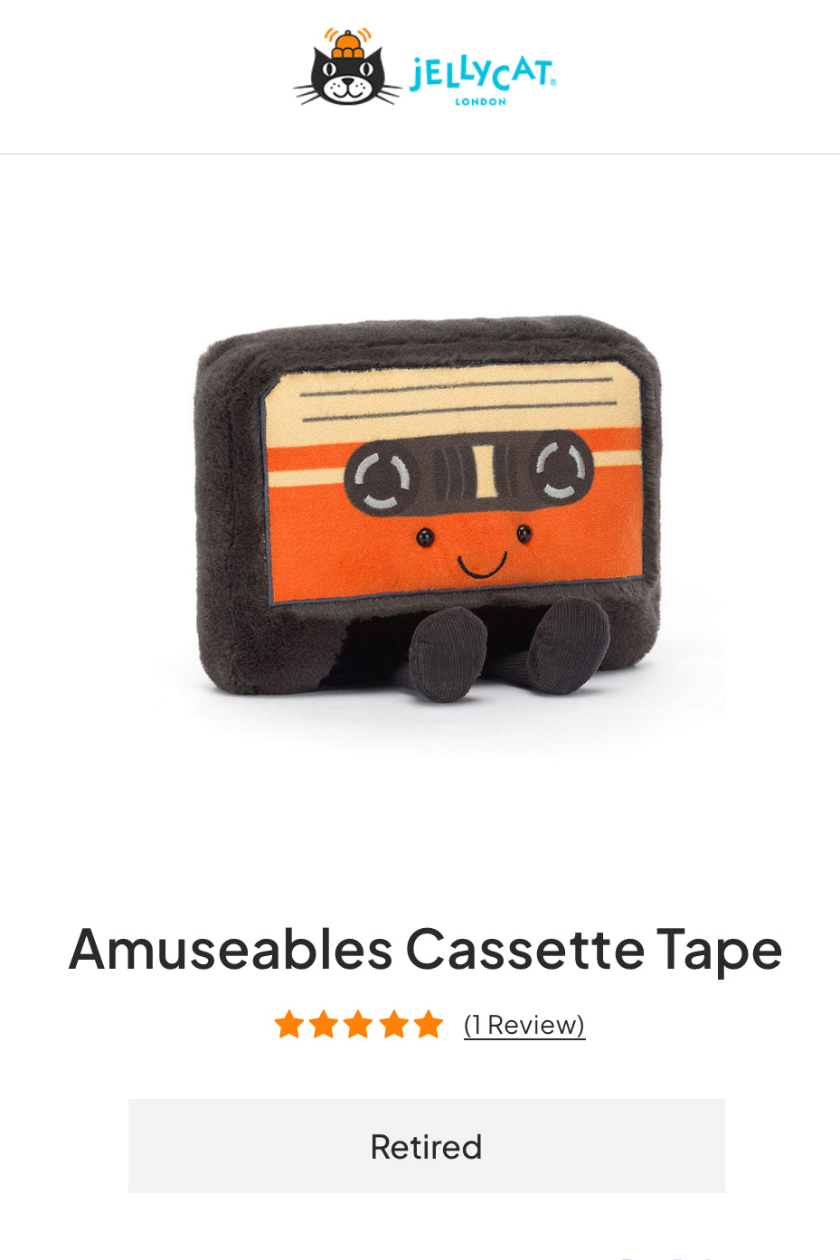 Jellycat Amuseables Cassette Tape (Retired)