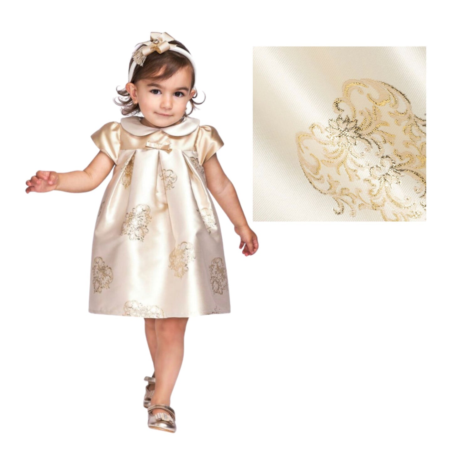 Lesy Pale Gold Jacquard Dress