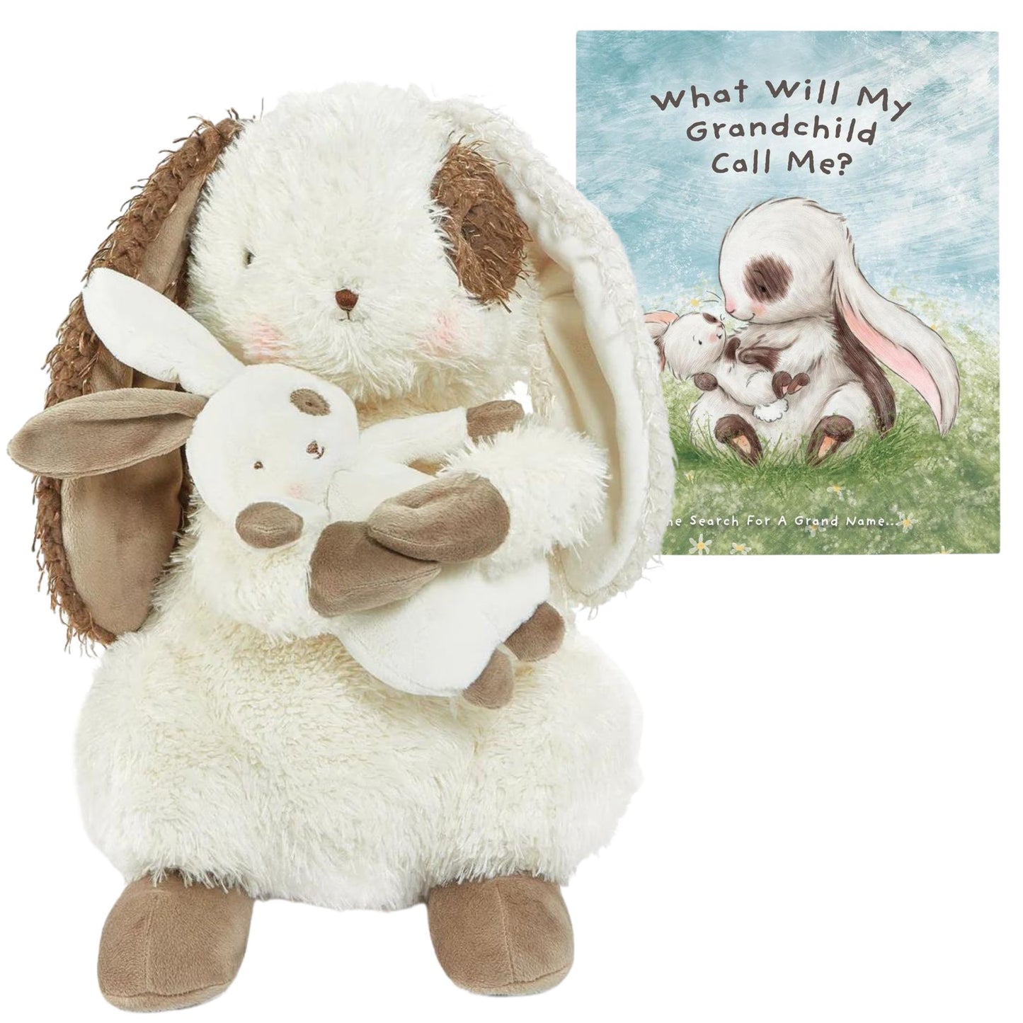 WHAT WILL ME GRANDCHILD CALL ME & HUGE BIG HARE LITTLE HARE TOY (43cm)