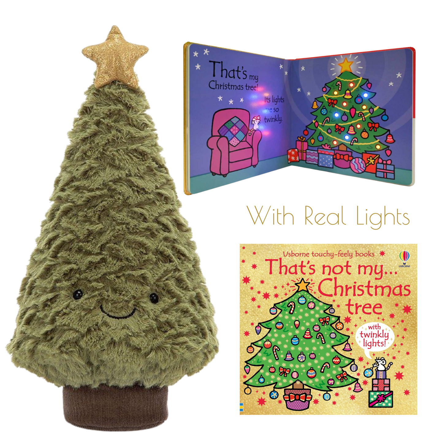 That’s Not My Christmas Tree Book and Jellycat Amuseable Gold Christmas Tree