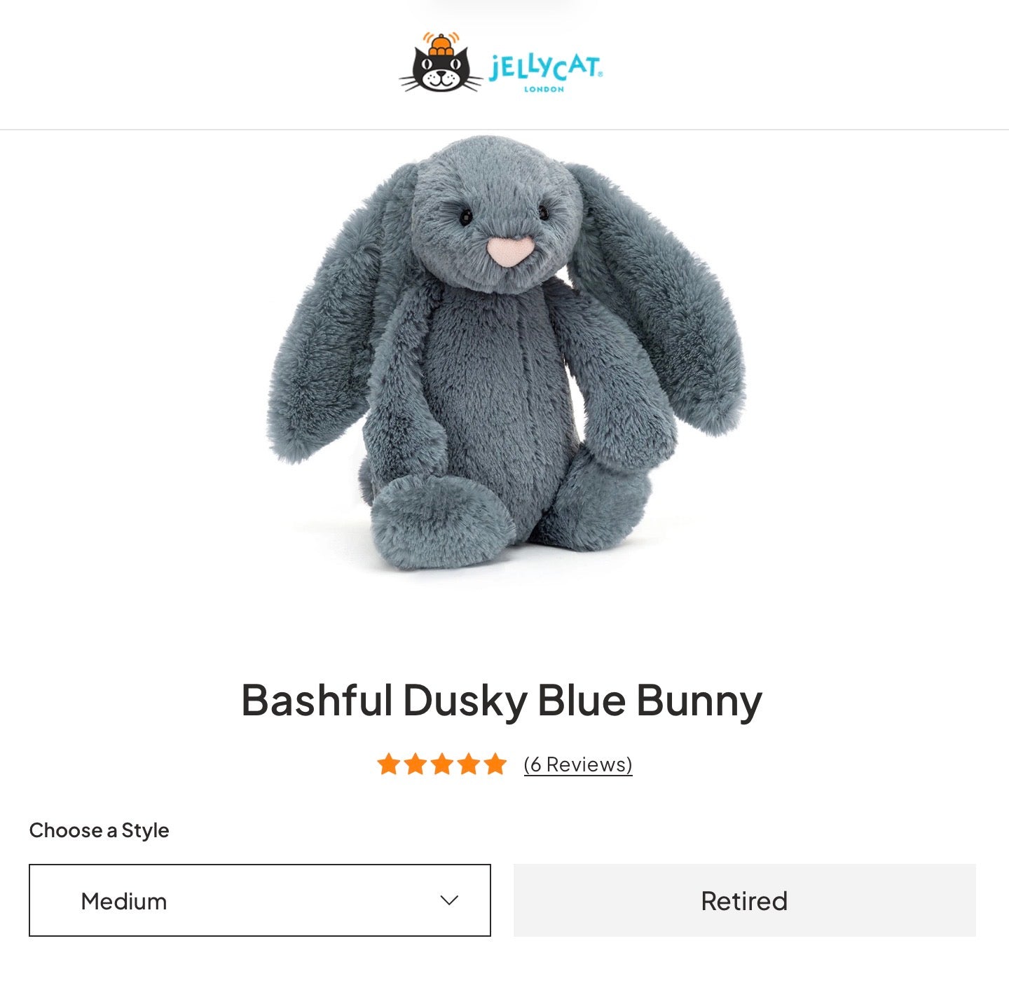 Jellycat Bashful Dusky Blue Bunny (Retired)
