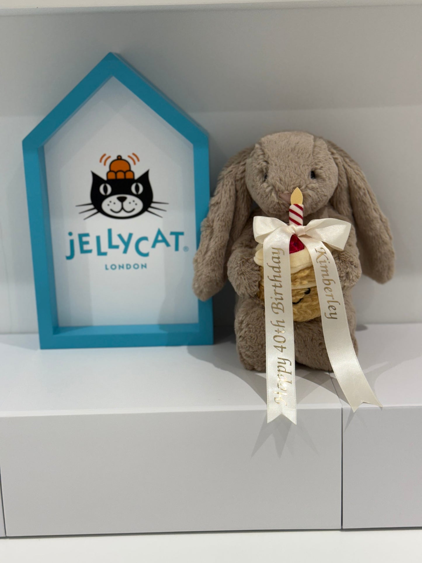 Jellycat  Bashful Beige Bunny 'Birthday’ (personalised removable bow)
