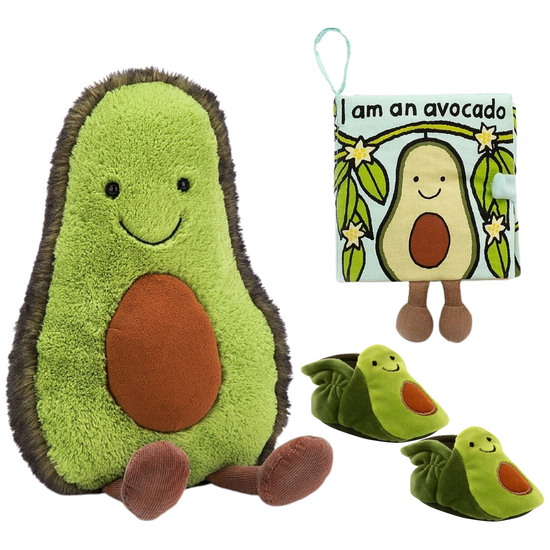 Load image into Gallery viewer, Jellycat I’m An Avocado Fabric Book &amp;amp; Amuseable Avocado
