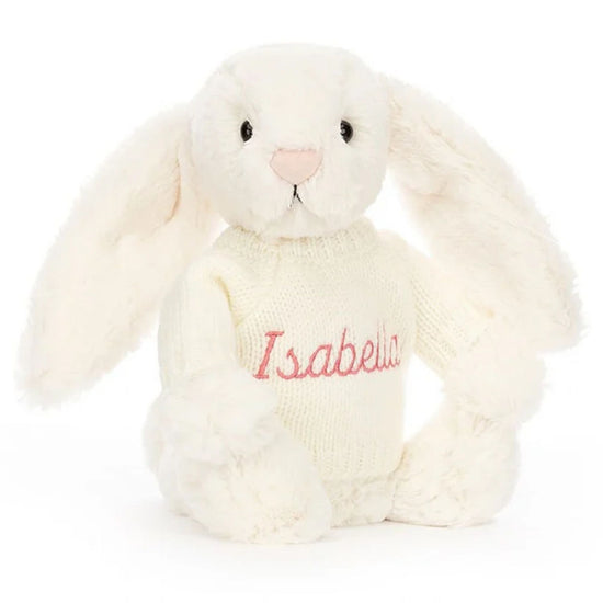 Jellycat Bashful Cream Bunny With Personalised Cream Jumper