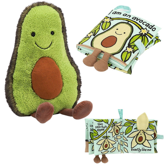 Load image into Gallery viewer, Jellycat I’m An Avocado Fabric Book &amp;amp; Amuseable Avocado
