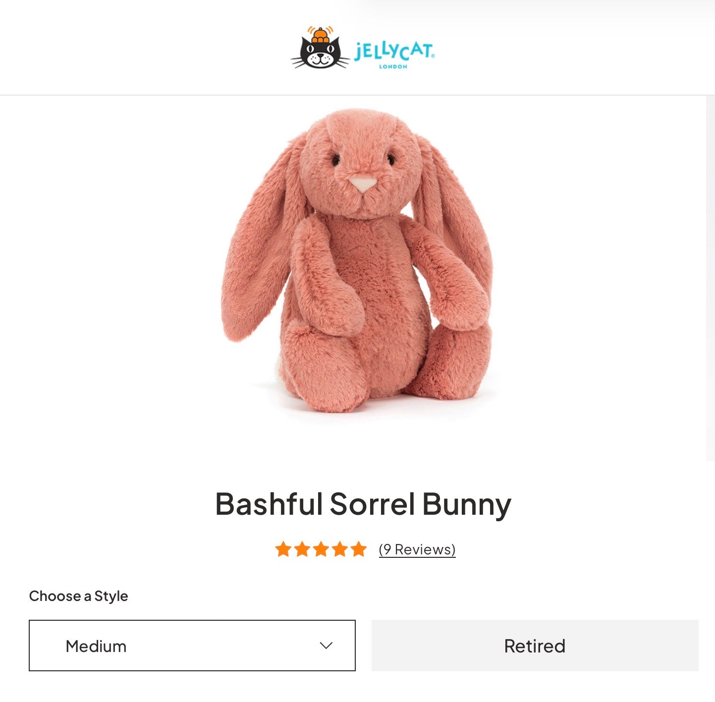 Jellycat Bashful Sorrel Bunny (Retired)