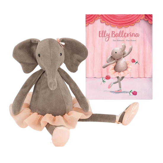 Jellycat Dancing Darcey Elephant & Elly Ballerina Book Retired Design