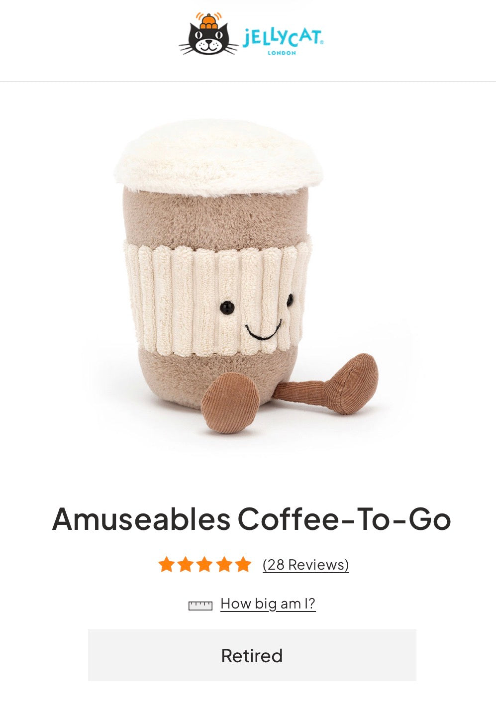 Jellycat Amuseable Coffee-To-Go (Retired)