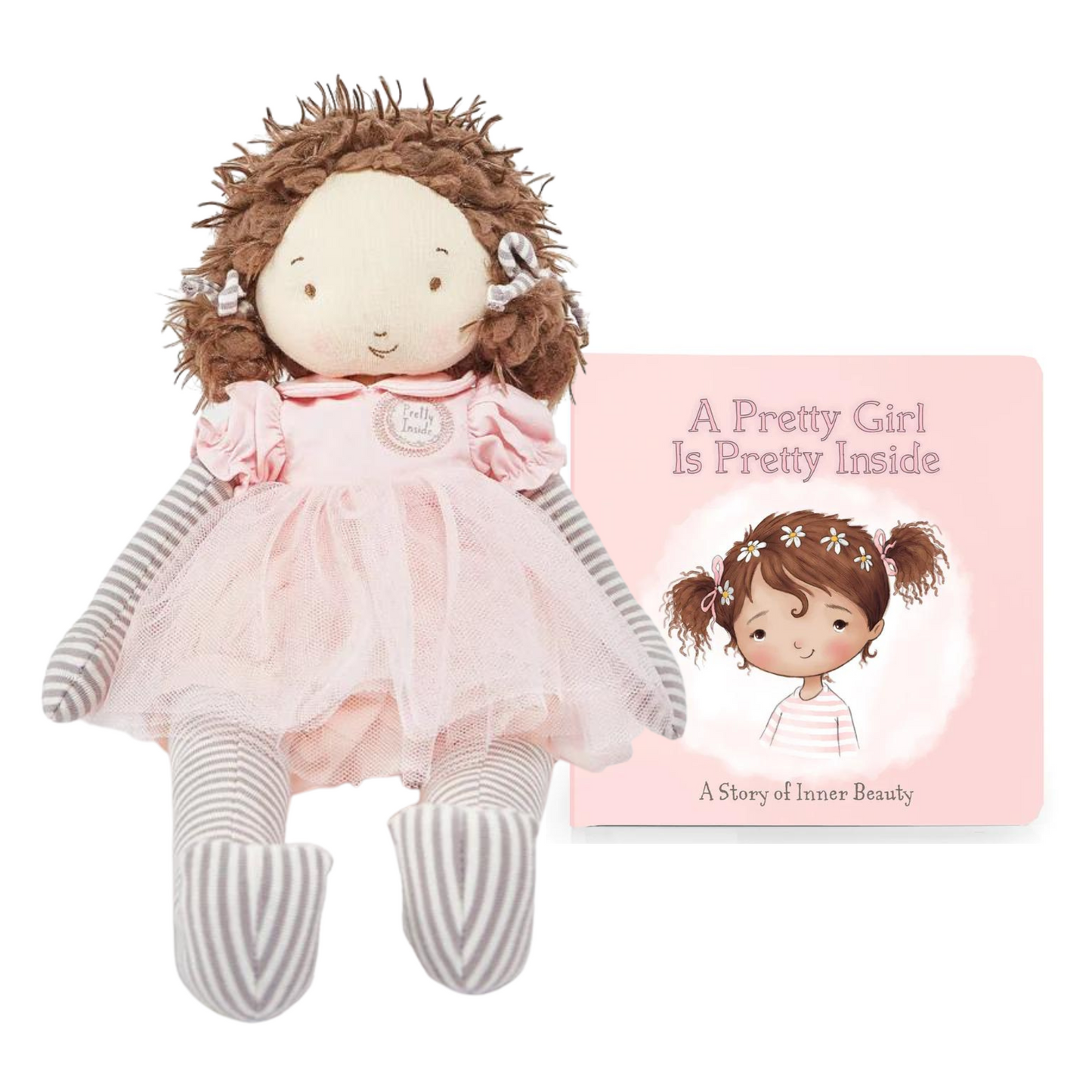 Pretty Girl Inside And Out Doll & Book Gift Set - Brown Hair