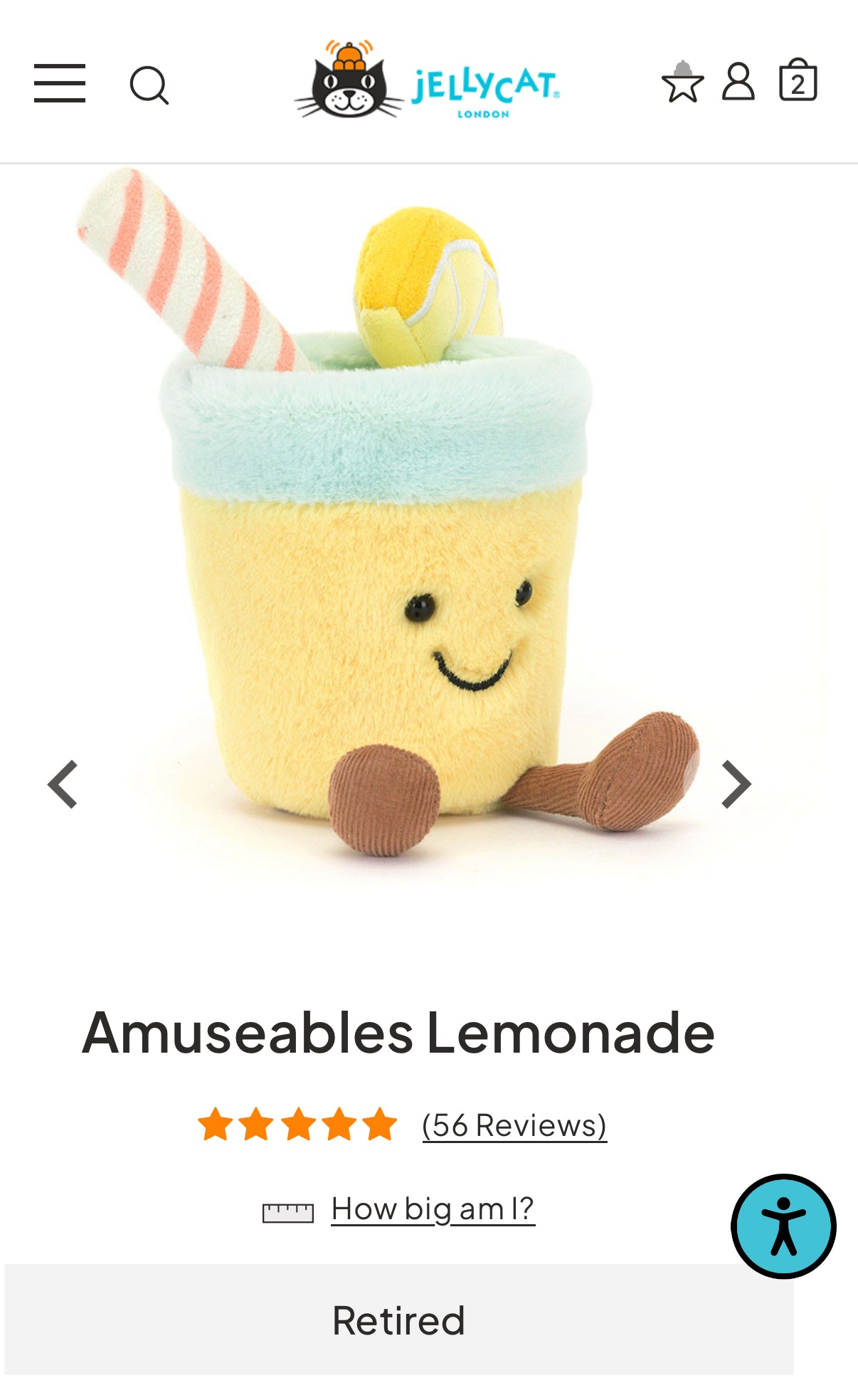 Jellycat Amuseables Lemonade (Rare & Retired)