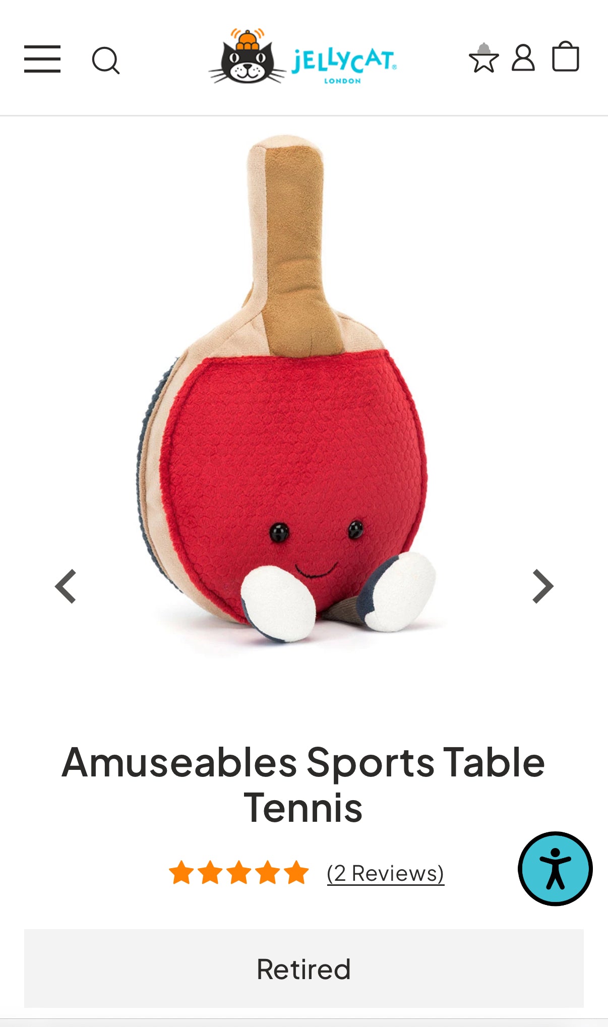Jellycat Amuseables Sports Table Tennis (Retired)