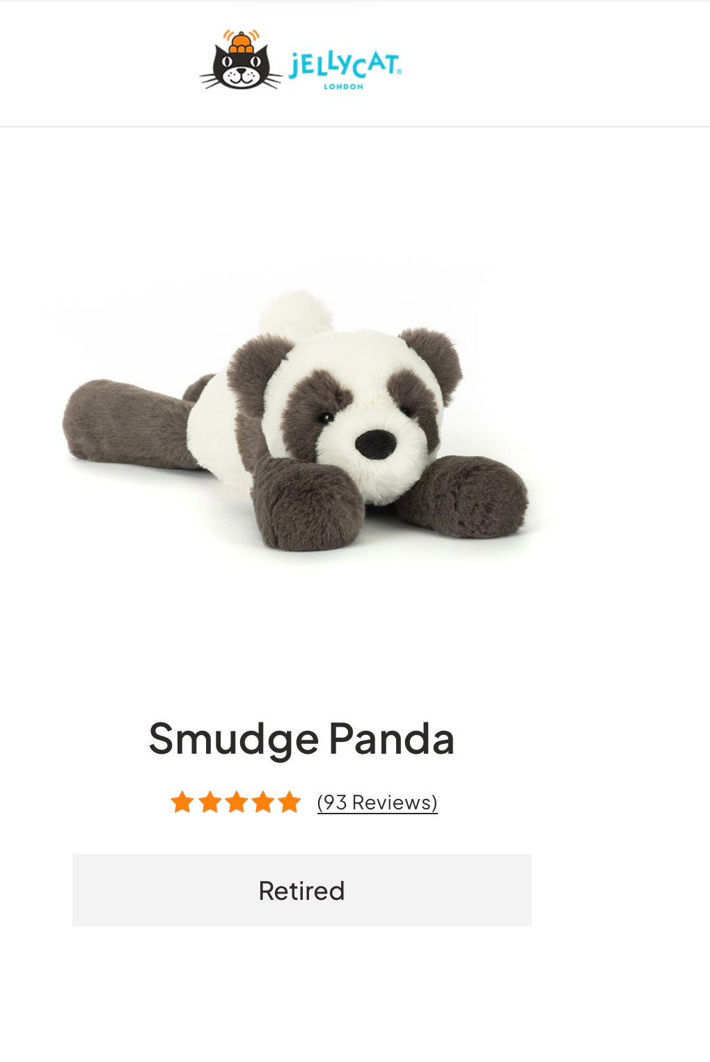 Jellycat Smudge Panda (Rare Find)