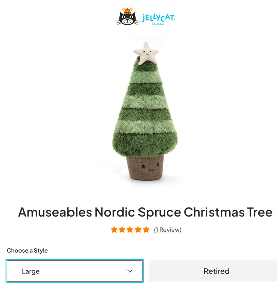 Jellycat Amuseable Large Nordic Spruce Christmas Tree (Retired)