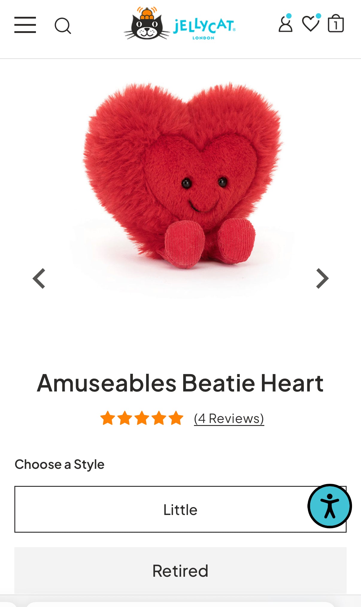 Jellycat Amuseables Beatie Heart Little (Retired)