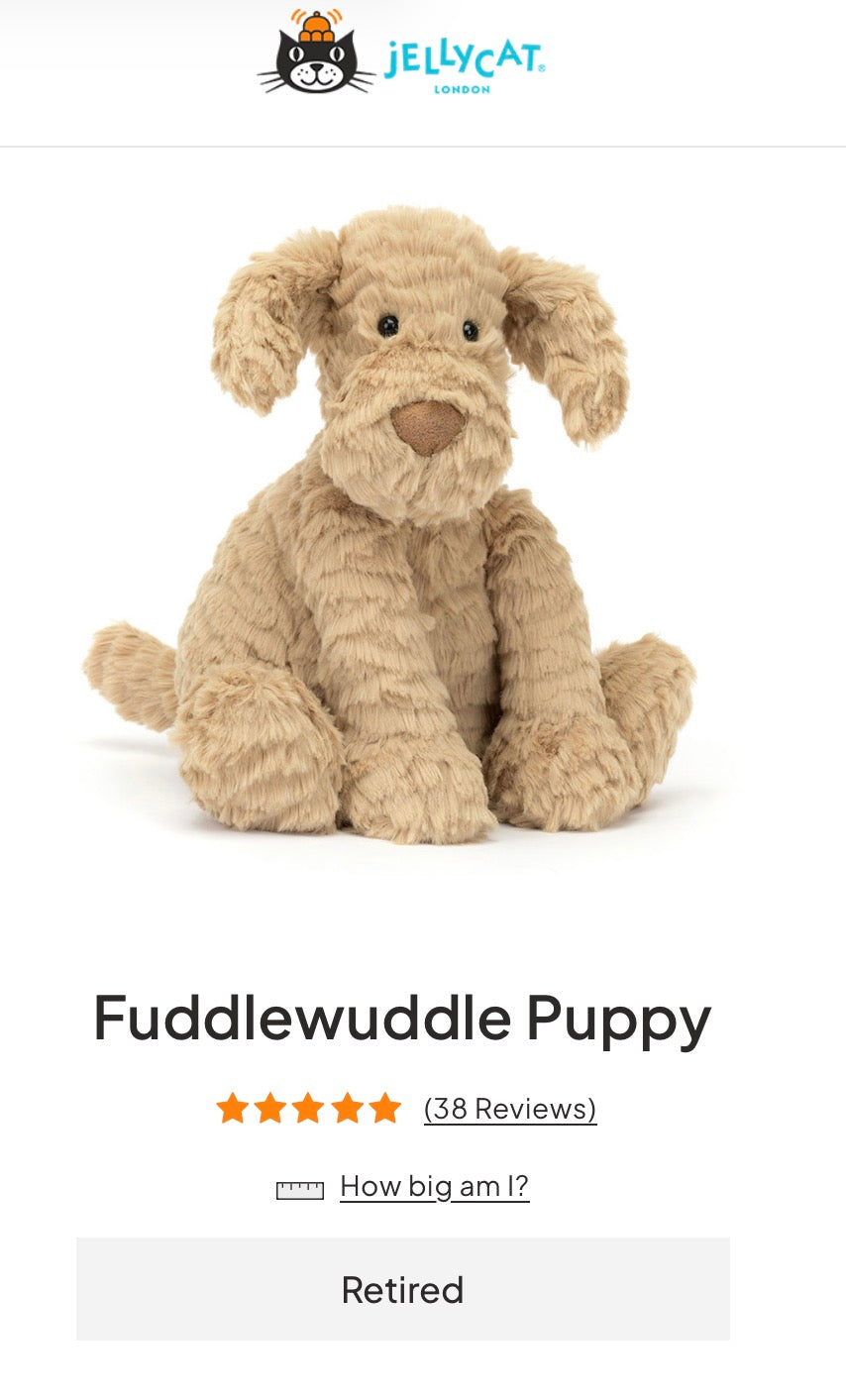 Jellycat Fuddlewuddle Puppy (Retired)