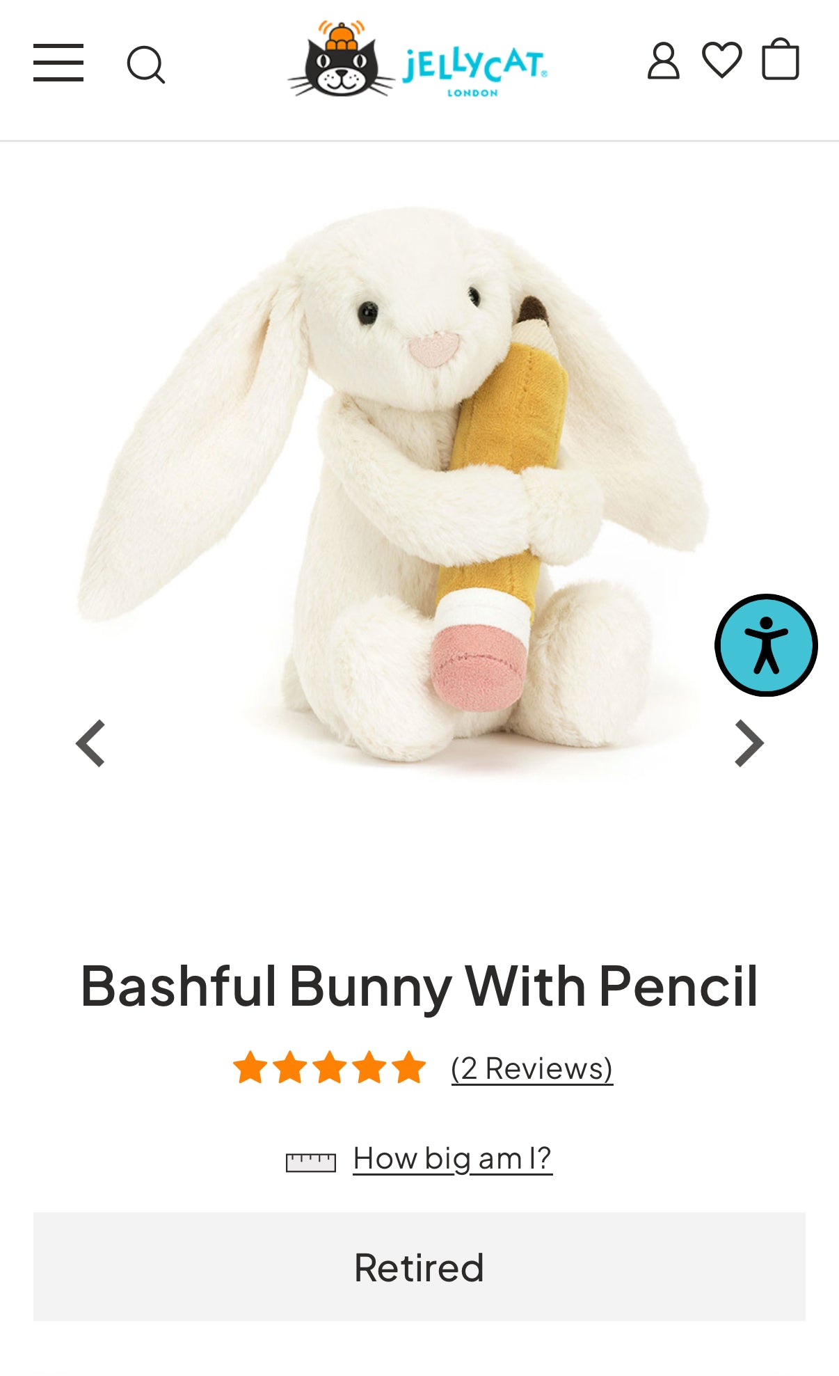 Jellycat Bashful Bunny With Pencil (Retired)