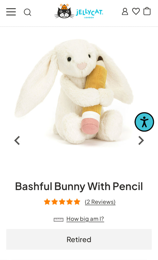 Jellycat Bashful Bunny With Pencil (Retired)