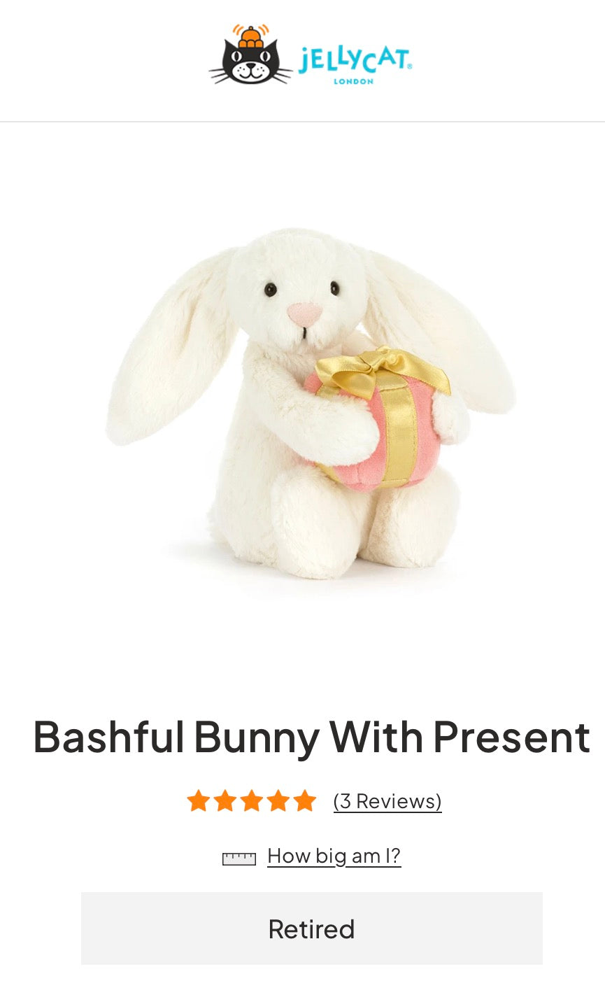 Jellycat Bashful Bunny With Present (Retired)