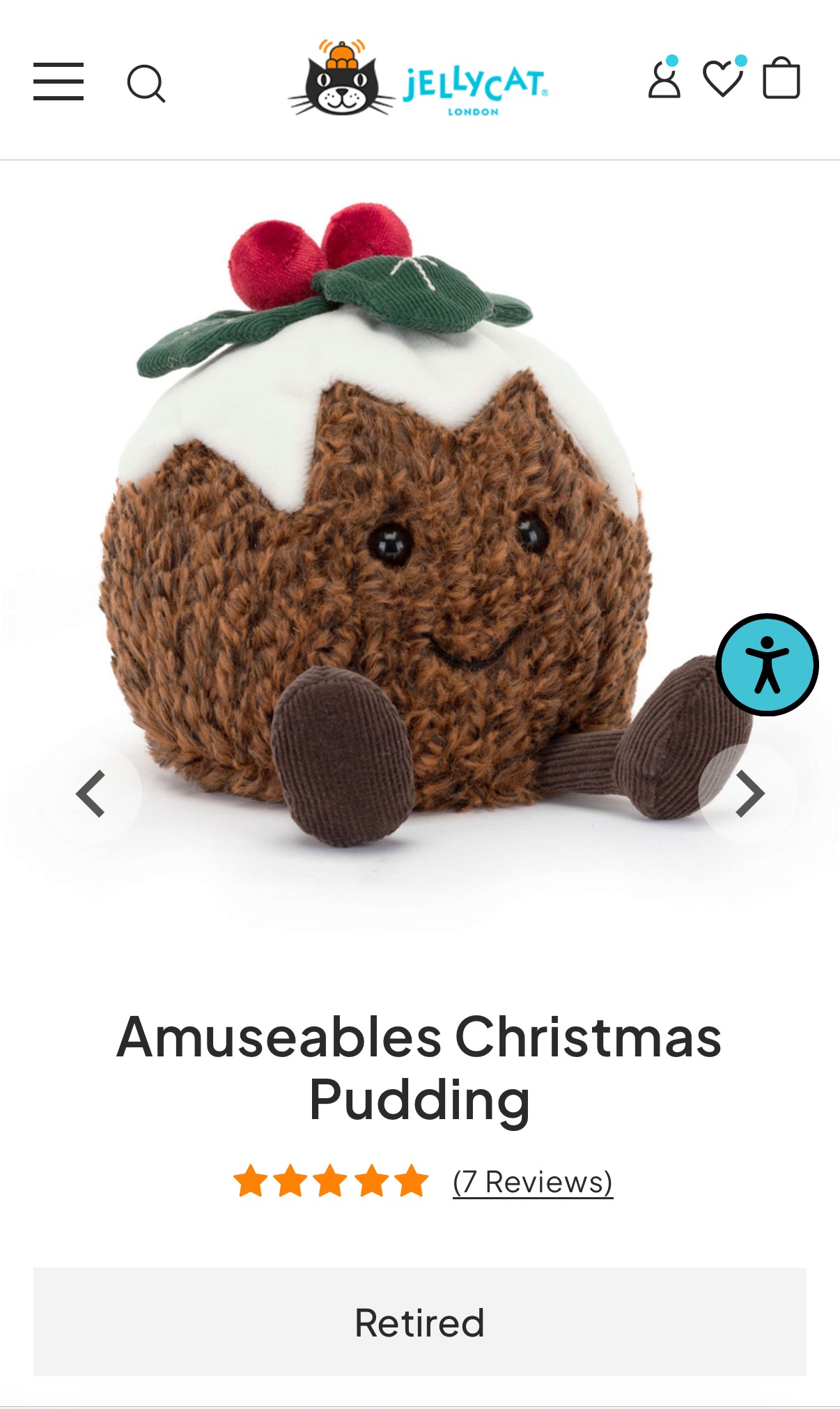 Jellycat Amuseables Christmas Pudding (Retired)