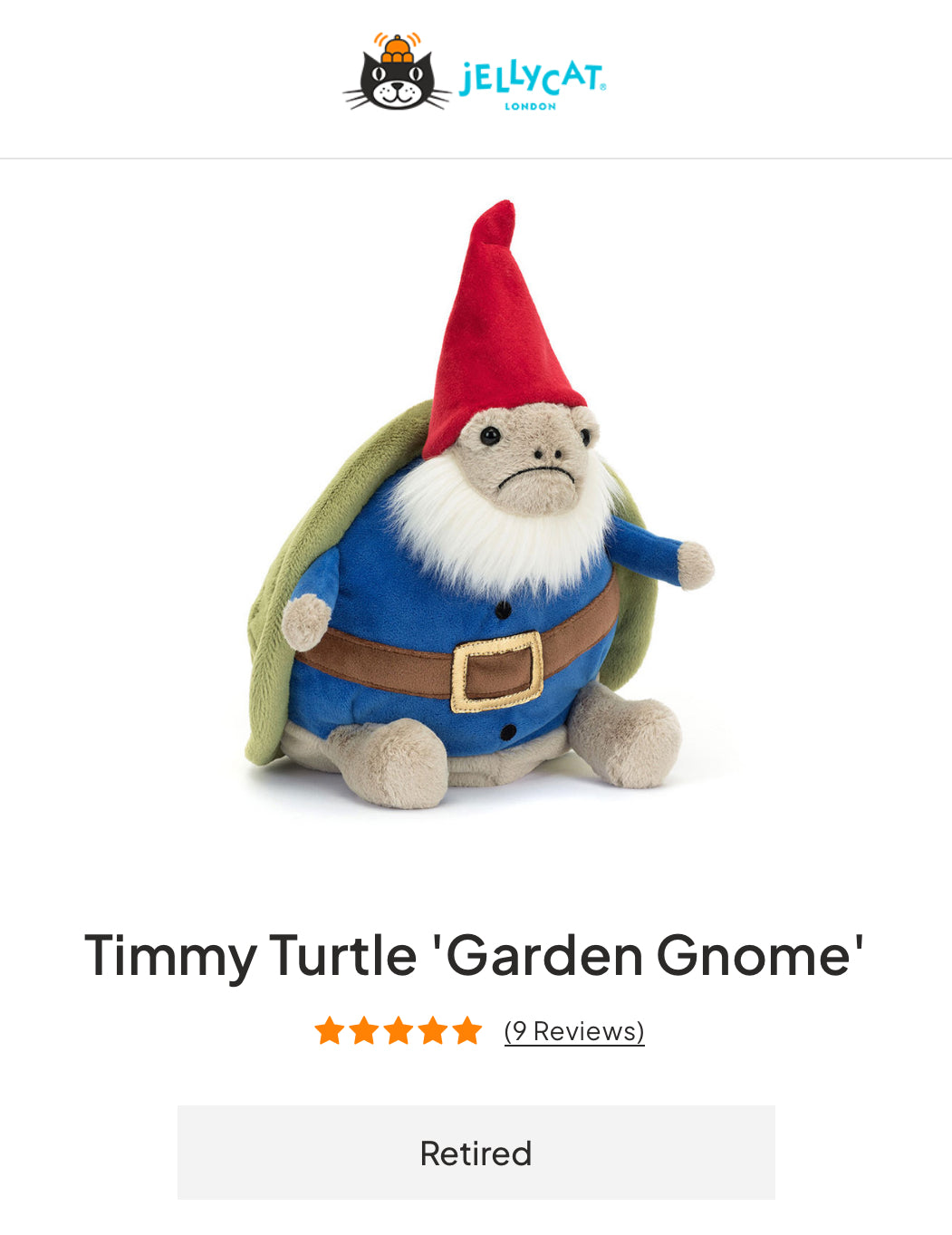 新作新品ジェリーキャット カメtimmy turtle Garden Gnome Jellycat Timmy Turtle 'Garden Gnome' (Retired) – Stork in the City