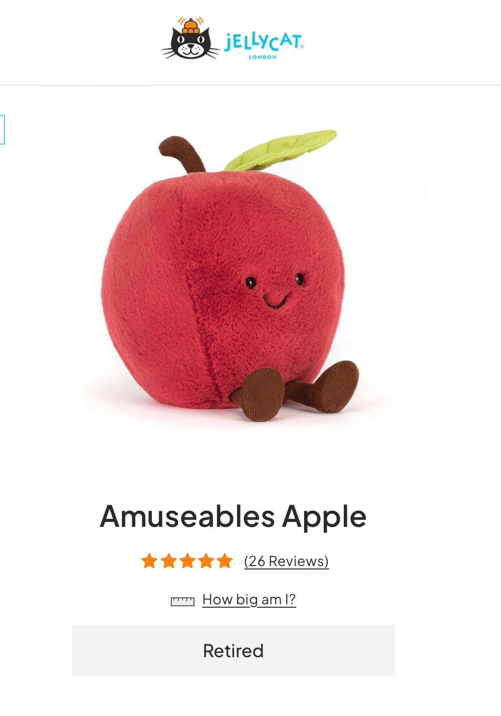 Jellycat Amuseables Apple (Retired)
