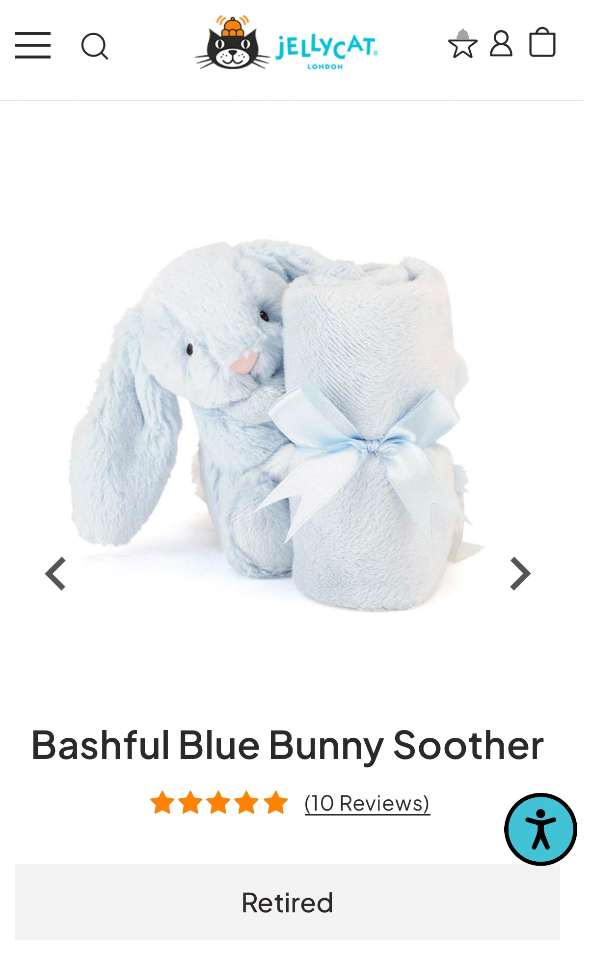 Jellycat Bashful Blue Bunny Soother