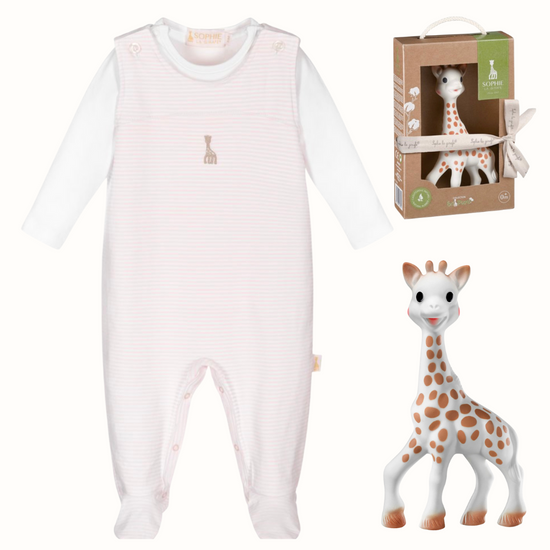 SOPHIE LA GIRAFE CANDY STRIPE 3 PIECE PERSONALISED GIFT SET