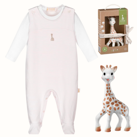 Load image into Gallery viewer, SOPHIE LA GIRAFE CANDY STRIPE 3 PIECE PERSONALISED GIFT SET
