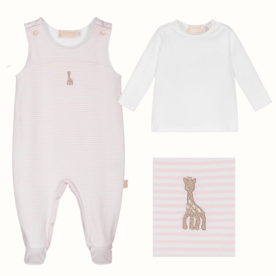 SOPHIE LA GIRAFE CANDY STRIPE 3 PIECE PERSONALISED GIFT SET