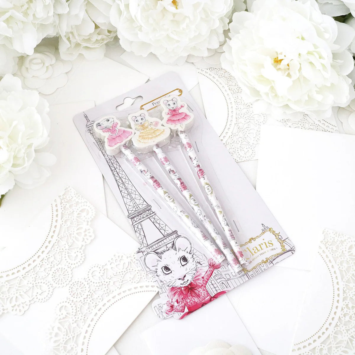 Claris the Chicest Mouse in Paris - Pencil and Erasers Set (Retired)