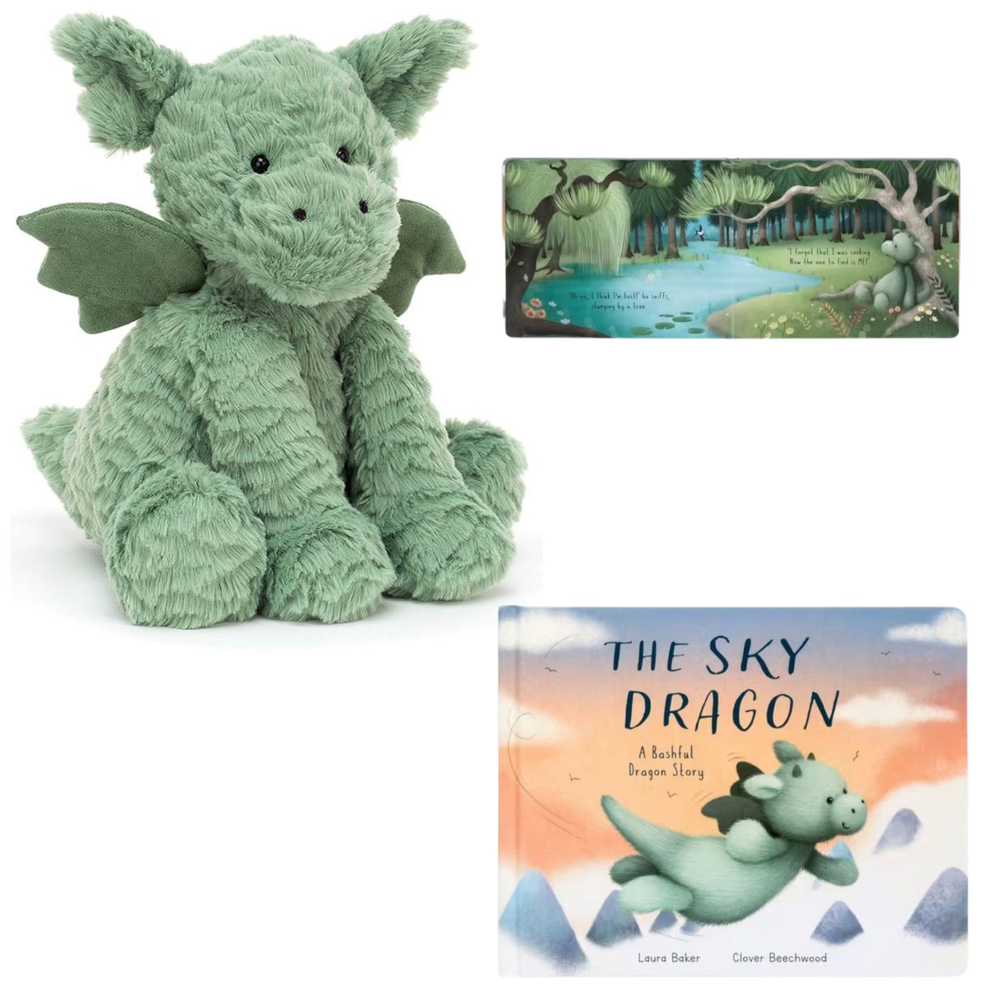 Jellycat Fuddlewuddle Dragon and Sky Dragon Book