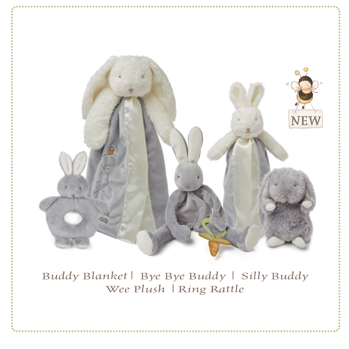 Bloom Bunny Ring Rattle Grey