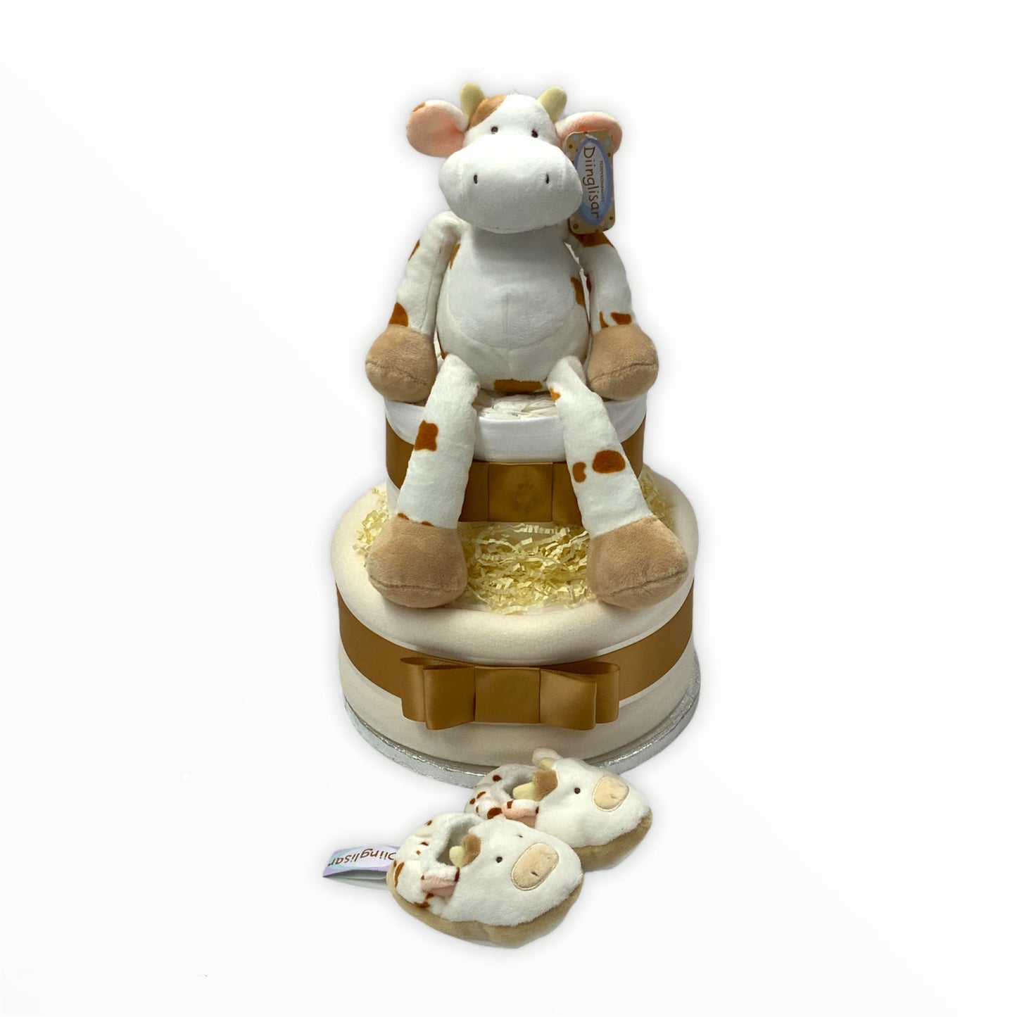 Load image into Gallery viewer, Diinglisar Wild 2 Tier Luxury Cow Nappy Cake
