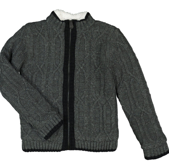 Charcoal Cable Knit Zipped Cardigan