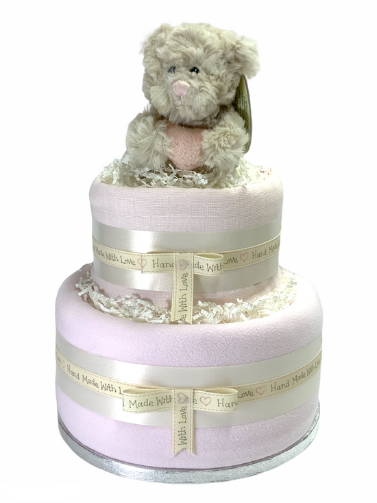 Made With Love Pink  2 Tier Nappy Cake
