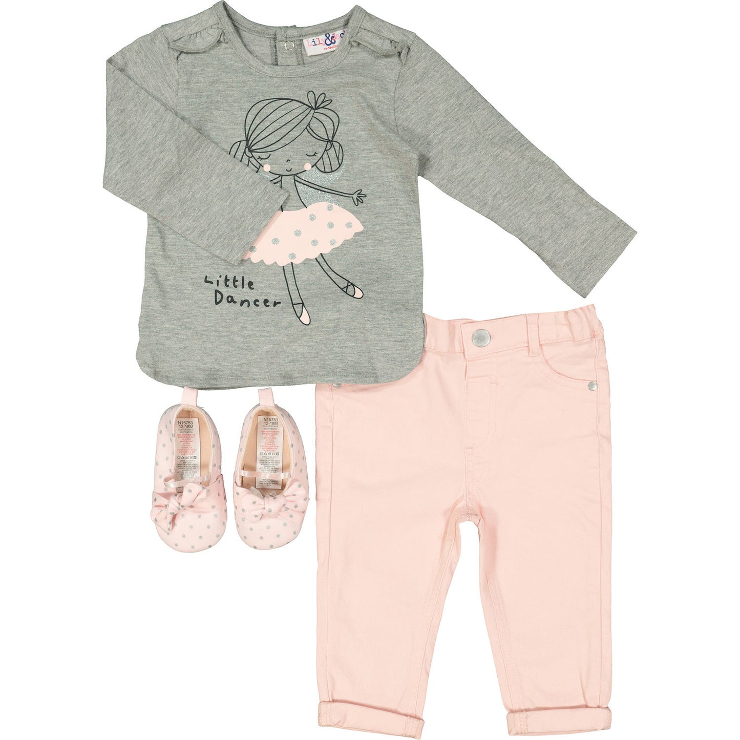 Grey and Pink Little Dancer Three Piece Outfit