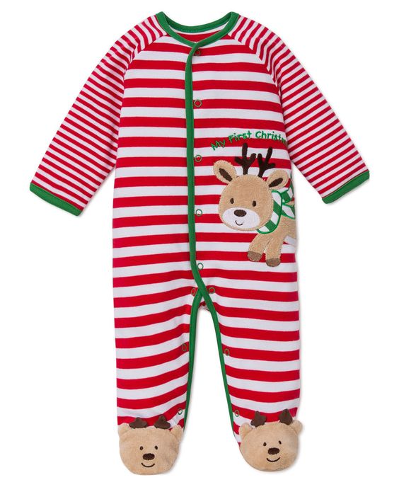 My First Christmas Reindeer Stripe Footie Stork in the City